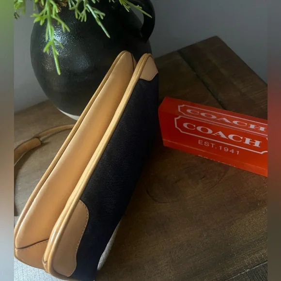 Coach Denim and Tan 3pc. Set Shoulder Bag Plus Matching Wristlet And Coach dusty - Picture 5 of 16